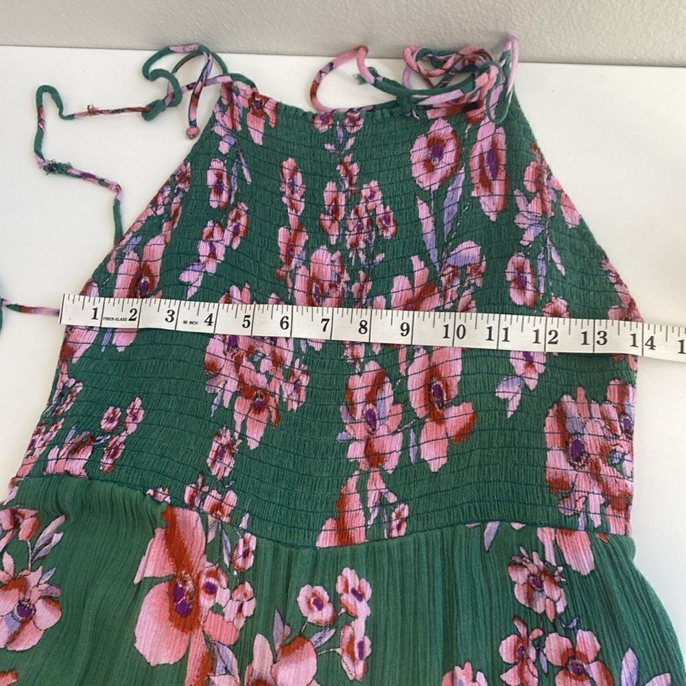 Free People Dark Green and Pink Garden Party Maxi Dress Size Medium - Picture 11 of 15